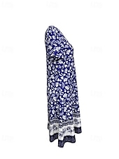 ieftine Rochii Boho-Pentru femei Rochie Mini Rochie florala Rochie Boho Clasic În aer liber Vacanță Zilnic Fit regulat Floare Manșon scurt Stil Nautic Albastru piscină Vară
