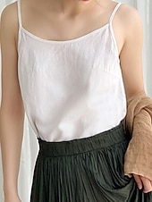 halpa Puserot &amp;amp; Paidat-Naisten Pellava paita Pusero Camisole Tank Top Tavallinen Vapaa-aika Hihaton Tiukka pyöreä kaula-aukko Tavalliset topit Päivittäin Pyhäpäivä Avoin selkä Musta Valkoinen Purppura Kesä