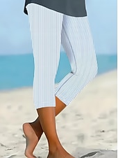 billiga -Kvinnors leggings capribyxor hög elasticitet mode streetwear hel längd hög midja blommigt tryck termisk varm andningsbar mjuk utomhus vardag linne lik mörkgrå kombination sommar vår regular fit