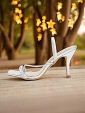 お買い得  ドレスサンダル-女性用シルバーオープントゥヒールサンダル - ロマンチックなデートや夏の夜にぴったりのエレガントでミニマリストなデザイン