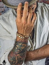 abordables Joyas para hombres-Juego de pulseras de cuentas hechas a mano para hombre: madera natural y cordón trenzado, joyería ajustable de estilo bohemio para playa, festivales y ropa informal.