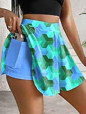 billiga Grafiska kjolar-Dam Smal Mode Ledigt Mini Hög midja Kjolar Grafisk Geometrisk Elastisk Dagligen Rodnande Rosa Blå Orange Sommar Stickat Polyester