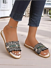 levne Sandály na dovolenou-Dámské boho sandály s třásněmi a zelenými drahokamy, ploché letní pantofle pro ležérní plážové nošení i každodenní výlety