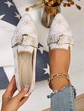 economico Ballerine da donna-scarpe basse in maglia patriottiche da donna – scarpe basse a punta con fiocco per il giorno dell&#039;indipendenza, picnic estivi e abbigliamento casual