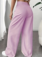 economico gamba larga e vita alta-Per donna Gamba larga Pantaloni Eleganti Pantaloni Elegante Lunghezza intera Naturale Semplice Tasca Comodo All&#039;aperto Confortevole All&#039;aperto Ferie Weekend Verde mela Vinaccia Verde translucido