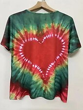 ieftine Tricou tie-dye și gradient-Pentru femei Tricou Cravată Modă Modern Manșon scurt În V Topuri obișnuite Zilnic Peteci Imprimeu Roșu-aprins Mov Fucsia Trifoi Vară