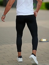 economico Chino-Per uomo Pantaloni Eleganti Aderente Pantaloni Chinos Bottoni Tasca Semplice Comodità Lunghezza alla caviglia Formale Feste Lavoro Moda Stile Classico Nero Blu Micro-elastico