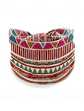 billige Hårtilbehør for kvinner-Fargerike boho twist-pannebånd for kvinner – myke, elastiske og brede hårbånd for yoga, festivaler og fritidsklær