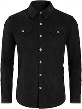 baratos Casacos &amp; Sobretudos para Homem-Homens Jaqueta de Camisa Jaqueta de Transição Diário Leve Bolsos Primavera Outono Tecido Casual Lapela Padrão Adamascado Preto Cinzento Casaco