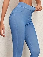 olcso Sima leggings-Női Jeggings Szabadság Szüret Etnikai stílus Teljes hossz Magas derék Magas vágás Mokaszinok Légáteresztő Gyors szárítás Nyúlós Szabadtéri Jóga Utca Fekete Medence Sötétkék Nyár Karcsúsított