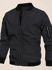 Χαμηλού Κόστους Ανδρικά Μπουφάν &amp; Παλτό-Ανδρικά Μπουφάν Bomber Μπουφάν μετάβασης Εξόδου Τσέπη Όλες οι εποχές Σκέτο Κλασσικό Όρθιος Γιακάς Κανονικό Μαύρο Βαθυγάλαζο Γκρίζο Σακάκια