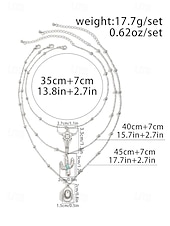 cheap Women&#039;s Necklace-Women&#039;s Western Layered Turquoise Beaded Necklace Set – Boho Statement Jewelry with Cactus &amp; Teardrop Charms, Ideal for Festivals, Country Concerts and Casual Wear