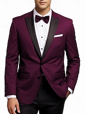 cheap Homecoming Suits-Men&#039;s Wedding Party Tuxedos Homecoming Grape Purple Dark Green Formal Solid Colored Standard Fit 2 Piece Single Breasted Two-buttons