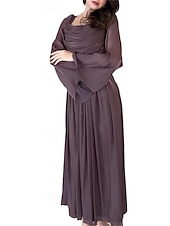 billige BLÅ-Blå A-Line Kjoler Elegant Kjole Formell Semi Formell Bryllup Gulvlengde Lang Utsvingt Erme Firkantet Utringning Glanset Organza med Folder