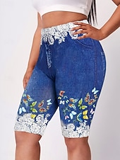 abordables Impression 3D Bleue-Leggings Shorts pour femmes 3D Imprimés Chinos Vacances Décontracté Collants Court Taille Haute Haute Coupe Confort Respirable Sèche Rapidement Élastique Extérieur Rue Quotidien Vin Noir Rouge Violet