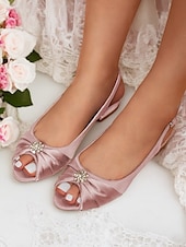 olcso Koktél-női szatén slingback esküvői magassarkúk kristálydíszítéssel - elegáns menyasszonyi slingbackek különleges alkalmakra