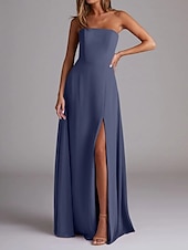 economico Abiti da damigella-Abito da damigella a trapezio, scollo a V, maniche lunghe, elegante, strascico a ruota in chiffon con pieghe e volant 2025