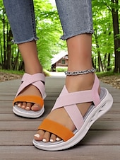 levne Pohodlné sandály-Dámské ležérní vícebarevné sandály - zářivé pásky a lehký design, ideální pro aktivní a moderní outdoorové aktivity