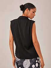 economico Top e canotte da donna-Per donna Femminile Camicia button-down Camicia casual Ufficio Casuale Senza maniche Nero Bottoni Senza Maniche Elegante Vacanza Minimalista Colletto a Camicia Estate