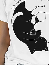 ieftine Tricou cu animale-Pentru femei Tricou Topuri de vară Grafic Pisica Clasic Casual Manșon scurt Stil Nautic Crop Tops Zilnic Sfârșit de săptămână Imprimeu Alb / Negru Vară Primăvară Toamnă