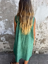 abordables concevoir des robes en coton et lin-Femmes Robe Longue Maxi Robe Robe Décontractée Robe débardeur Robe d&#039;été Basique Moderne Quotidien Week-end Coupe régulière Uni Sans manches Col en U Bleu Fuchsia Vert Été