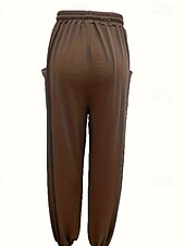 abordables jambe large et taille haute-Femmes Jambe large Slacks Pantalons Streetwear Occasionnel Longueur complète Naturel Uni Avec Poches Conception à cordon élastique Confortable Extérieur Rue Décontracté Quotidien Gris Noir Café Été