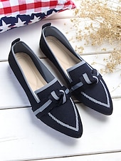 economico Ballerine da donna-scarpe basse in maglia patriottiche da donna – scarpe basse a punta con fiocco per il giorno dell&#039;indipendenza, picnic estivi e abbigliamento casual