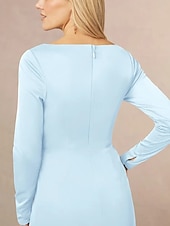 abordables Longueur du plancher-Sirène / Trompette Robe de Mère de Mariée  robe demoiselle d honneur Élégant Col en V Longueur au sol Chiffon manche longue avec Volants Devant Fendu Fronces 2025
