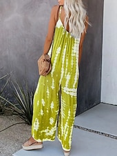 economico tute casual-Per donna Normale Tuta Streetwear Tinta a nodi Senza Maniche Scollo a V Tasca Streetwear Quotidiano Vestibilità regolare Giallo Rosa Rosso Estate