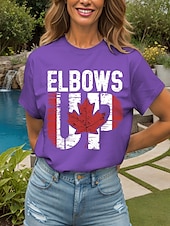 billige Uavhengighetsdag Topp-Canada Kvinners T-skjorte grafisk flagg bokstav vintage stilfull avslappet kort erme crew-hals rund hals vanlige topper daglig helg trykk svart og hvit hvit svart svart hvit rød