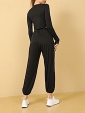 abordables Leggings unis-Femmes Taille EU / US Pantalons Amples Décontracté Quotidien Pantalon Bouddha Longueur complète Taille Moyenne Couleur Unie Fendu Respirant Confortable Micro-Élastique Yoga Tenue quotidienne Ros