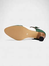 cheap Victorian &amp; Edwardian-Women's 1900s Edwardian Vintage Gatsby Mary Jane Shoes-Green and White Leather Cutout Heels with Scalloped Edge, Perfect for Historical Costumes, Retro Parties, and Daily Wear