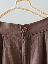 economico Pantaloni in lino e cotone semplici-Shorts da Donna Colore Unito Chinos Base Casual Lunghezza Ginocchio Vita Alta Semplice Tasca Comfort Micro-elastico Quotidiano Grigio Beige Caffè Estate Vestibilità Normale