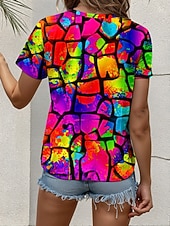 cheap Art&amp;Design tee-LGBT Pride Parade Pride Raindow Women's T Shirt Graphic Geometric Striped Vintage Stylish Classic Short Sleeve Crew Neck Regular Tops Daily Print Yellow Red Purple Summer Spring