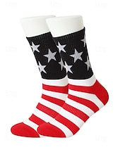 preiswerte Herrenhandschuhe-Herrensocken mit USA-Flagge und Sternenbanner-Design – patriotische Baumwollsocken für den Unabhängigkeitstag, Sport und Freizeit