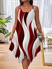 abordables Vestidos casuales con flores-Mujer Vestido Midi VESTIDO CAMISA Casual Holgado Graphic Sin Mangas Cuello Barco Rojo Verano