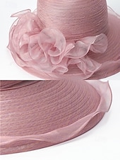 abordables Chapeaux pour femmes-Chapeau de paille élégant à large bord pour femme avec des accents de ruban et de perles, parfait pour les fêtes de jardin d&#039;été, les événements en plein air et les mariages