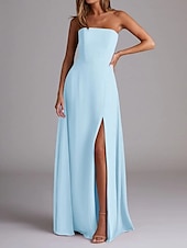 economico Abiti da damigella-Abito da damigella a trapezio, scollo a V, maniche lunghe, elegante, strascico a ruota in chiffon con pieghe e volant 2025