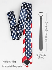 お買い得  メンズネクタイ＆蝶ネクタイ-アメリカ国旗柄のメンズネクタイ。愛国的な赤と白のストライプに星柄。独立記念日や国のお祝いに最適です。