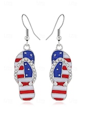 cheap Women&#039;s Earring-Women&#039;s Patriotic American Flag Earrings - Red, White and Blue Earrings, Multiple Looks for Women, Perfect for 4th of July and National Holidays, Stylish American Flag Jewelry Collection