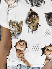 preiswerte Tiere T-Shirt-Damen T Shirt Sommeroberteile Grafik Katze Klassisch Lässig Kurzarm Rundhalsausschnitt Crop Tops Täglich Wochenende Druck Regenbogen Sommer Frühling Herbst