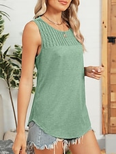 olcso Egyszerű ujjatlan felső-Női Camisole Tank Top Tömör szín Napi Stílusos Alap Ujjatlan Terített nyak Normál felsők Napi Arcpír rózsaszín Bor Medence Lóhere Nyár