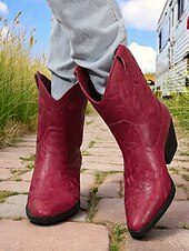 levne Cowboy &amp; Western Boots-Dámské tyrkysové kovbojské boty z umělé kůže, westernové, s vyšívanou špičatou špičkou, do poloviny lýtek, vhodné pro outfity ve venkovském stylu, rodea a venkovní akce.