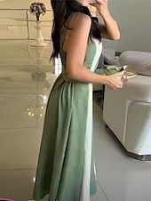 ieftine Rochii cu dungi și geometrice-Pentru femei Rochie Maxi Rochie A line Rochie cu umeri Casual În aer liber Ieșire Fit standard Dunga Fără manșon Fără Bretele Roz Îmbujorat Roșu Vin Cămilă Verde Militar Vară