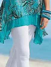 olcso Sima leggings-Womens leggings capri nadrág magas rugalmasságú nyaralás vintage divat térd alatti közép derék egyszínű nyomtatás lélegző puha nyaralás alkalmi mindennapi fehér nyár tavasz normál fazon