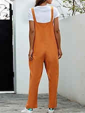 abordables Pantalon uni en coton et lin-Femmes Normal Pantalon en coton et lin Basique Couleur Unie Sans manches Col en U Avec Poches Rue Sortir Coupe régulière Noir Blanche bleu marine Été
