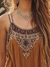 levne Boho tílko-Dámské Tílko do košilky Květinový Grafika Kašmírový vzor Vinobraní stylové Geleneksel Bez rukávů Do U Běžné topy Denní Dovolená Jdeme ven Tisk Černá Bílá Světlá růžová Světle hnědá Vodní modrá Léto