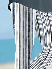 baratos -Mulheres Calças Capri Leggings Férias Vintage Moda Comprimento da panturrilha Cintura Alta Gráfico Poá Listrado Estampado Respirável Macio Com Stretch Ao ar livre Férias Rua Preto &amp; Branco Cinzento