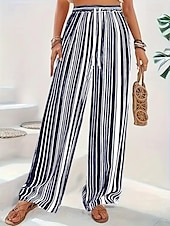 baratos perna larga e cintura alta-Mulheres Perna larga chinês Shorts de praia Férias Vintage Moda Comprimento total Cintura Alta Gráfico Geométrica Com Cordão Estampado Respirável Macio Micro-Elástica Férias Casual Diário Rubi