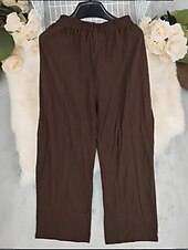 economico Pantaloni-Per donna Pantaloni in cotone e lino Pantaloni Eleganti Moda Lunghezza intera Naturale Semplice Tasca Elastico in vita Comodo Confortevole Vacanza Streetwear Caffè Estate Vestibilità regolare